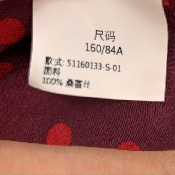 MaxMara burgundy and pink silk polka dot button shirt size 4 - Picture 6 of 7